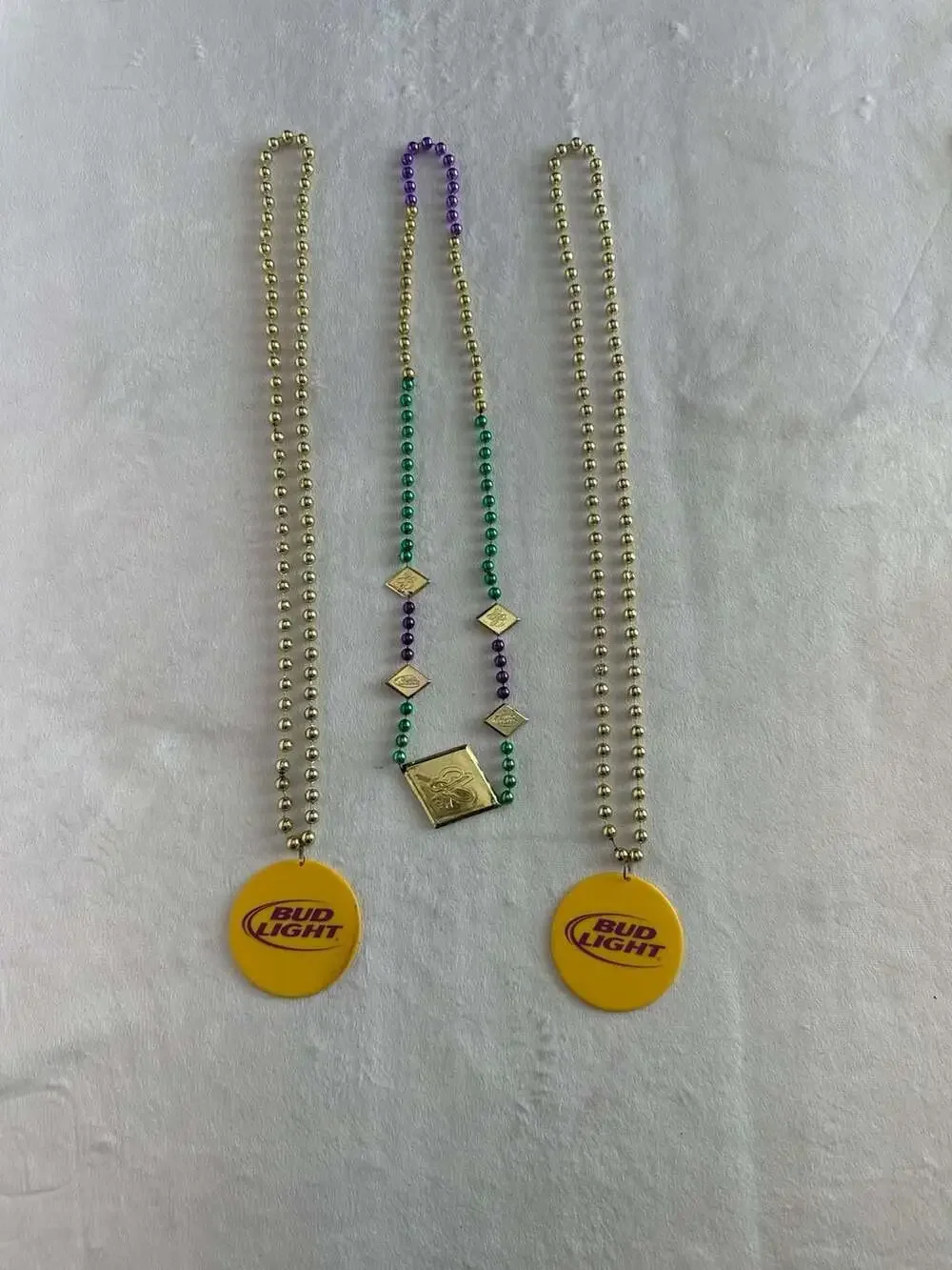 Lot of 3 Bud Light Mardi Gras Bead Necklaces